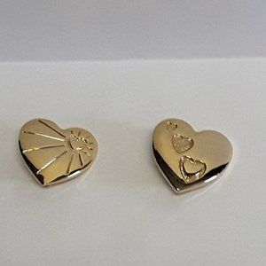 VARIETY CLUB HEART PIN LOT 2 Gold Tone Brooch Inner Hearts & Love Burst